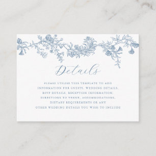 Carte D'accompagnement Vintage Dusty Blue Floral Détails du Mariage