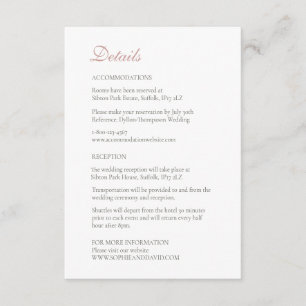 Carte D'accompagnement Vintage Dusty Rose Pink Lace Détails du Mariage