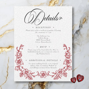 Carte D'accompagnement Vintage Elegant Chinoiserie Floral Heart Mariage