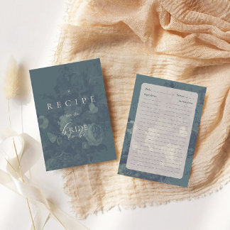 Carte D'accompagnement Vintage Elegant Rustic Teal Bridal Shower Recipe