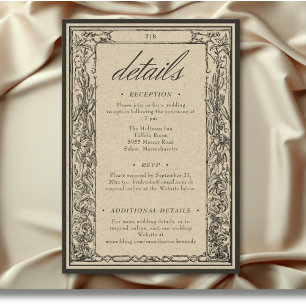 Carte D'accompagnement Vintage gothique médiéval Détails du Mariage front