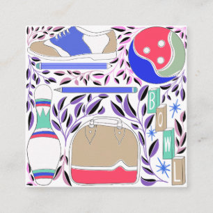 Carte D'accompagnement Vintage Inspiré Folk Art Bowling Pin et sac