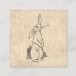 Carte D'accompagnement Vintage lapin lapin lapin Art Script Arrière - pla