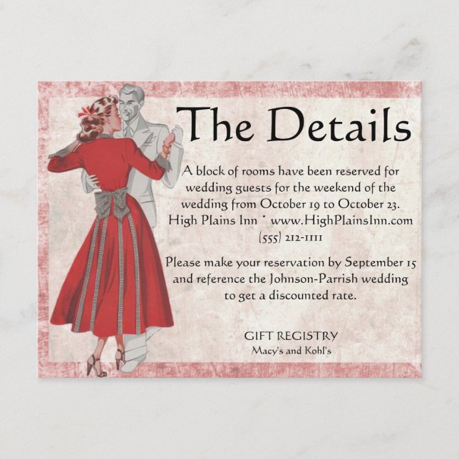 Carte D'accompagnement Vintage Look Dancing Couple (Devant)