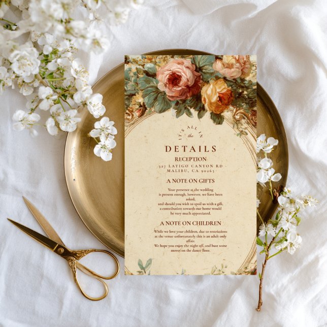 Carte D'accompagnement Vintage Mariage Rose baroque (Créateur téléchargé)