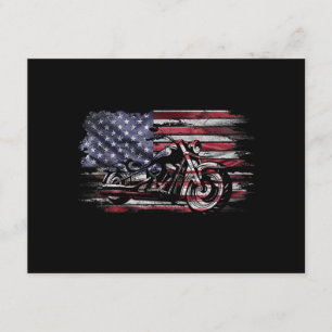 Carte D'accompagnement Vintage Motorcycle USA Drapeau Retro Biker, Motorc