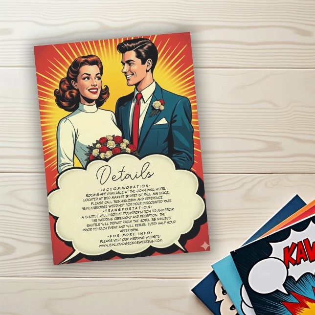 Carte D'accompagnement Vintage Retro Romantic Couple Comic Style Wedding (Créateur téléchargé)