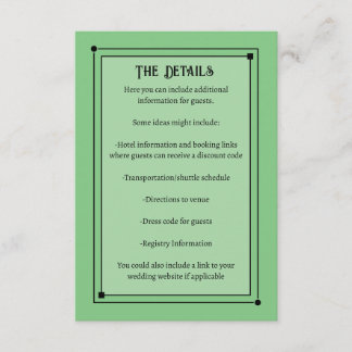 Carte D'accompagnement Vintage romantique Inspiré Pale Green Mariage