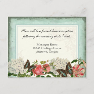 Carte D'accompagnement Vintage Stargazer Lily Rose Butterfly sur Hydrange