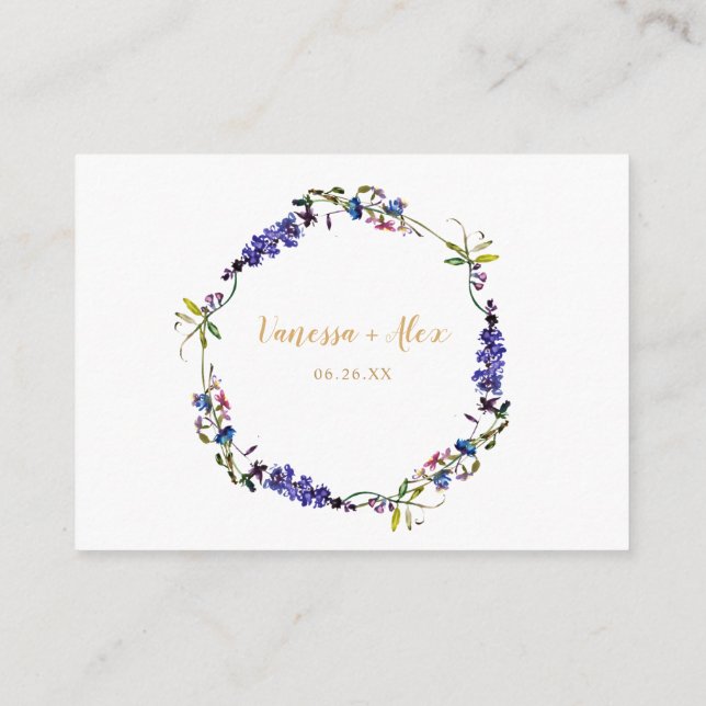 Carte D'accompagnement Violet fleur sauvage Lune de Miel Fonds douche nup (Dos)