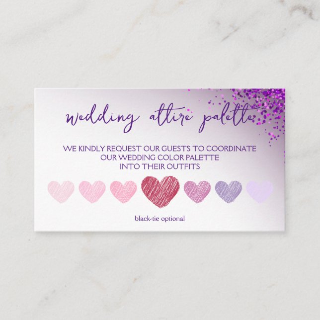 Carte D'accompagnement Violet Magenta QR Code Mariage Code vestimentaire (Devant)