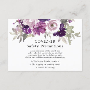 Carte D'accompagnement Violet violet Mariage Floral COVID-19 Sécurité
