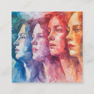 Carte D'accompagnement Visages des femmes - Peinture aquarelle