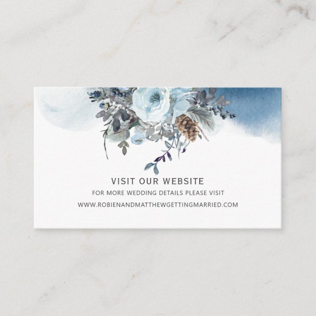 Carte D'accompagnement Visitez notre site Web Dusty Blue Floral Enclôture (Devant)