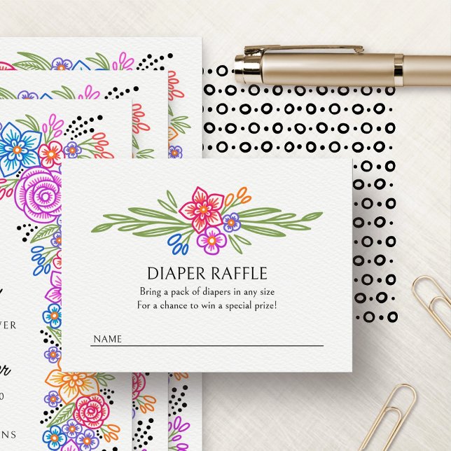 Carte D'accompagnement Vivid Floral Fiesta Plafond Douche Raffle (Créateur téléchargé)