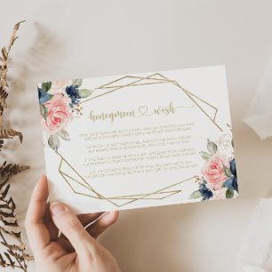Carte D'accompagnement Vœu de lune de miel floral rose marine géométrique