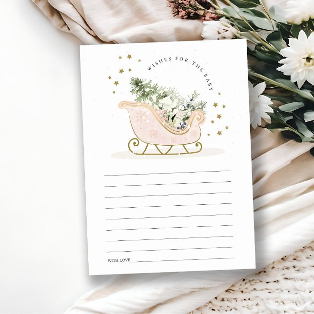 Carte D'accompagnement Voeux à bascule d'hiver rose pour Baby shower (Créateur téléchargé)