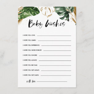Carte D'accompagnement Voeux tropicaux pour le Baby shower Feuille Baby G