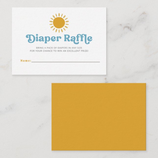 Carte D'accompagnement Voici le fils retro Baby shower Diaper Raffle (Devant / Derrière)
