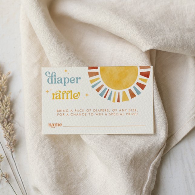 Carte D'accompagnement Voici le son Boho Retro Sun Diaper Raffle (Créateur téléchargé)