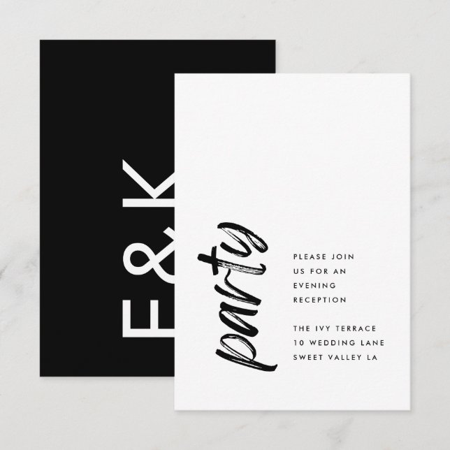 Carte D'accompagnement Voies latérales Noir Moderne Simple Mariage (Devant / Derrière)