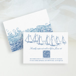 Carte D'accompagnement Voilier et Vagues Mariage en ligne RSVP QR Code
