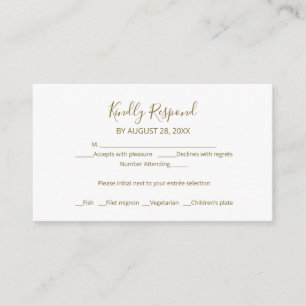 Carte D'accompagnement Voiture de boîtier RSVP de mariage pour script or 