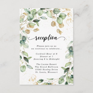 Carte D'accompagnement Voiture de réception Eucalyptus Gold Watercolor