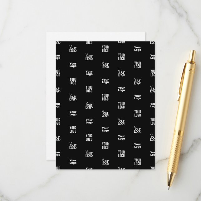 Carte D'accompagnement Votre logo | 3 Logo Motif Design modifiable noir (Devant/Arrière en situation)