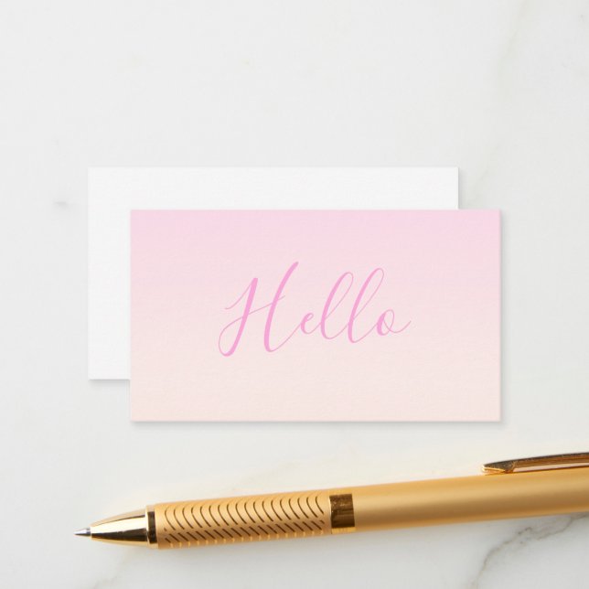Carte D'accompagnement Votre texte | Élégant Script & Soft Blush Pink Omb (Devant/Arrière en situation)