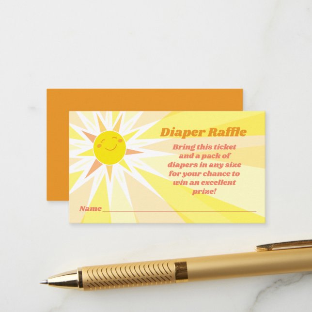 Carte D'accompagnement Vous êtes mon Baby shower Sunshine Diaper Raffle (Devant/Arrière en situation)