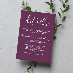 Carte D'accompagnement Vrai Simplicité Grappe violet minimaliste Mariage