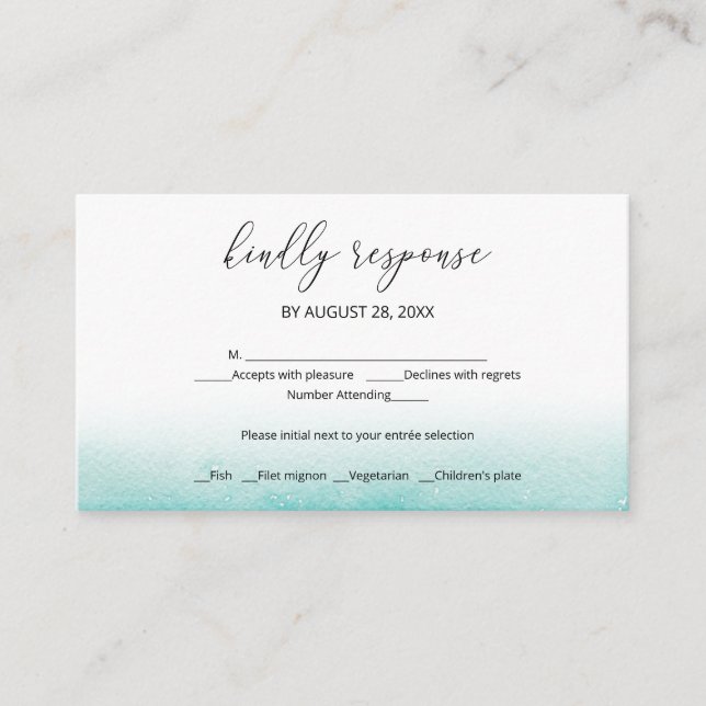 Carte D'accompagnement Watercolor Beach Destination Wedding RSVP (Devant)