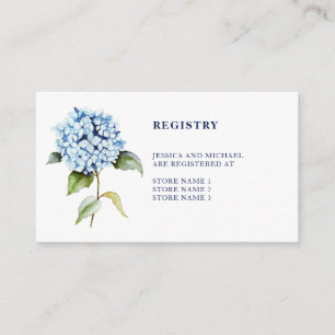 Carte D'accompagnement Watercolor Blue Hydrangea Navy Mariage Registry