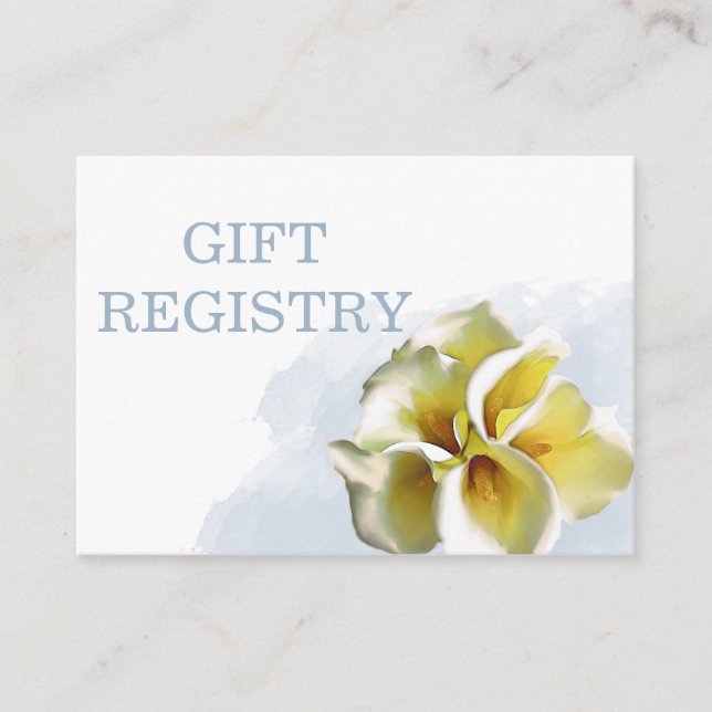 Carte D'accompagnement watercolor calla lys mariage cadeau registre (Devant)