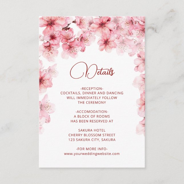 Carte D'accompagnement Watercolor Cherry Blossom White (Devant)