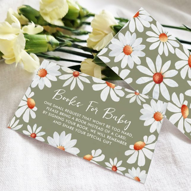 Carte D'accompagnement Watercolor Daisies Livres Pour Bébé (Créateur téléchargé)