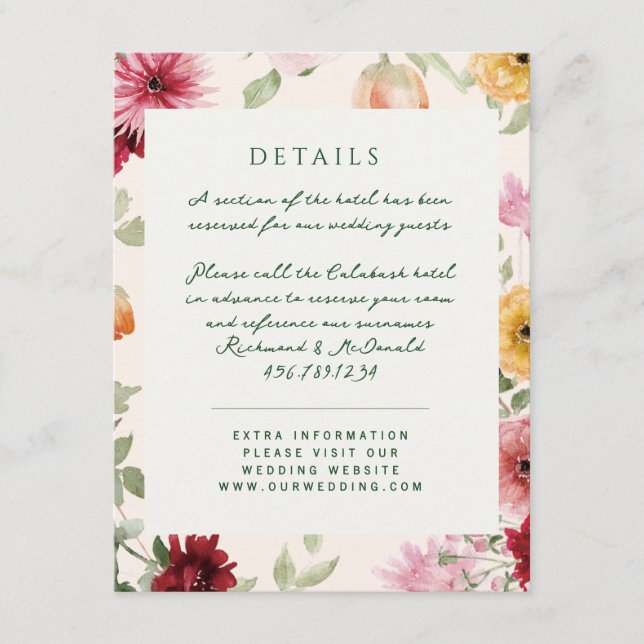 Carte D'accompagnement Watercolor Floral Garden Sage Green Wedding (Devant)