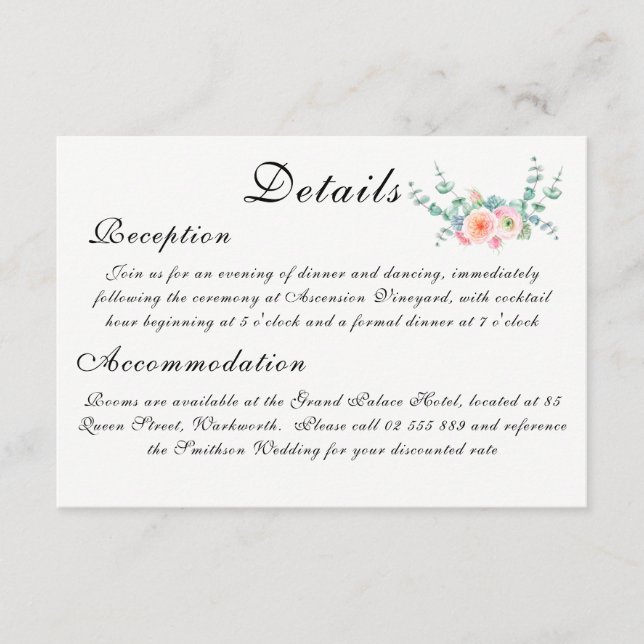 Carte D'accompagnement Watercolor Flower Wedding (Devant)
