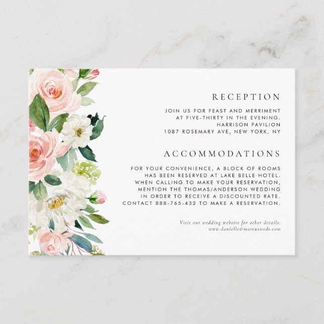 Carte D'accompagnement Watercolor Garden Flowers Spring Wedding Détails (Devant)