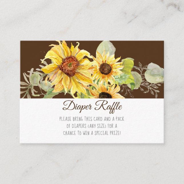 Carte D'accompagnement Watercolor Girl Boho Sunflower Fall Diaper Raffle (Devant)