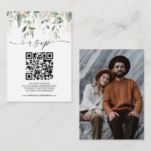 Carte D'accompagnement Watercolor Green Site Mariage QR Code RSVP