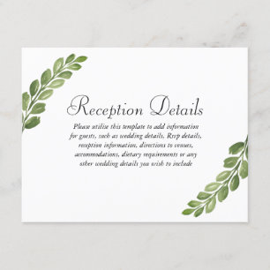 Carte D'accompagnement Watercolor Greenery Spring Wedding Détails
