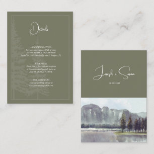 Carte D'accompagnement Watercolor Mountain Forest Trees Lake Détails