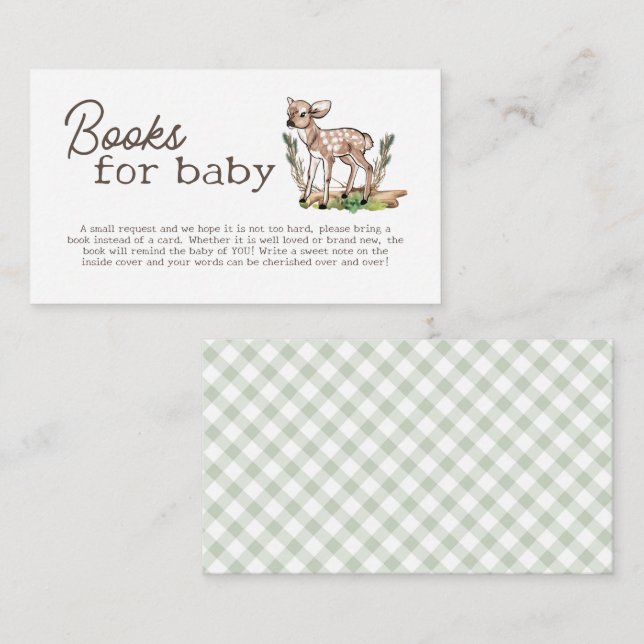 Carte D'accompagnement Watercolor Oh Deer Woodland Livres pour Baby Card (Devant / Derrière)