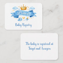 Watercolor Prince Boy Baby Shower Baby Registry