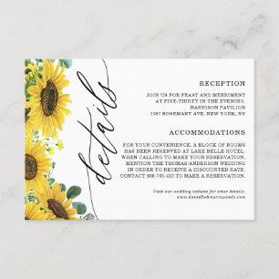 Carte D'accompagnement Watercolor Sunflowers & Eucalyptus Détails du Mari
