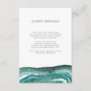 Carte D'accompagnement Watercolor Turquoise Geode Mariage Informations cl