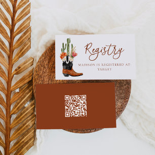 Carte D'accompagnement Watercolor Western Boots QR Code Baby Registry