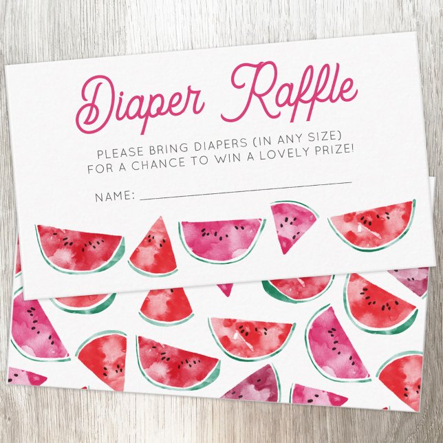 Carte D'accompagnement Watermelon Baby shower d'aquarelle Raffin de couch (Watermelon watercolor custom text baby shower diaper raffle enclosure card)